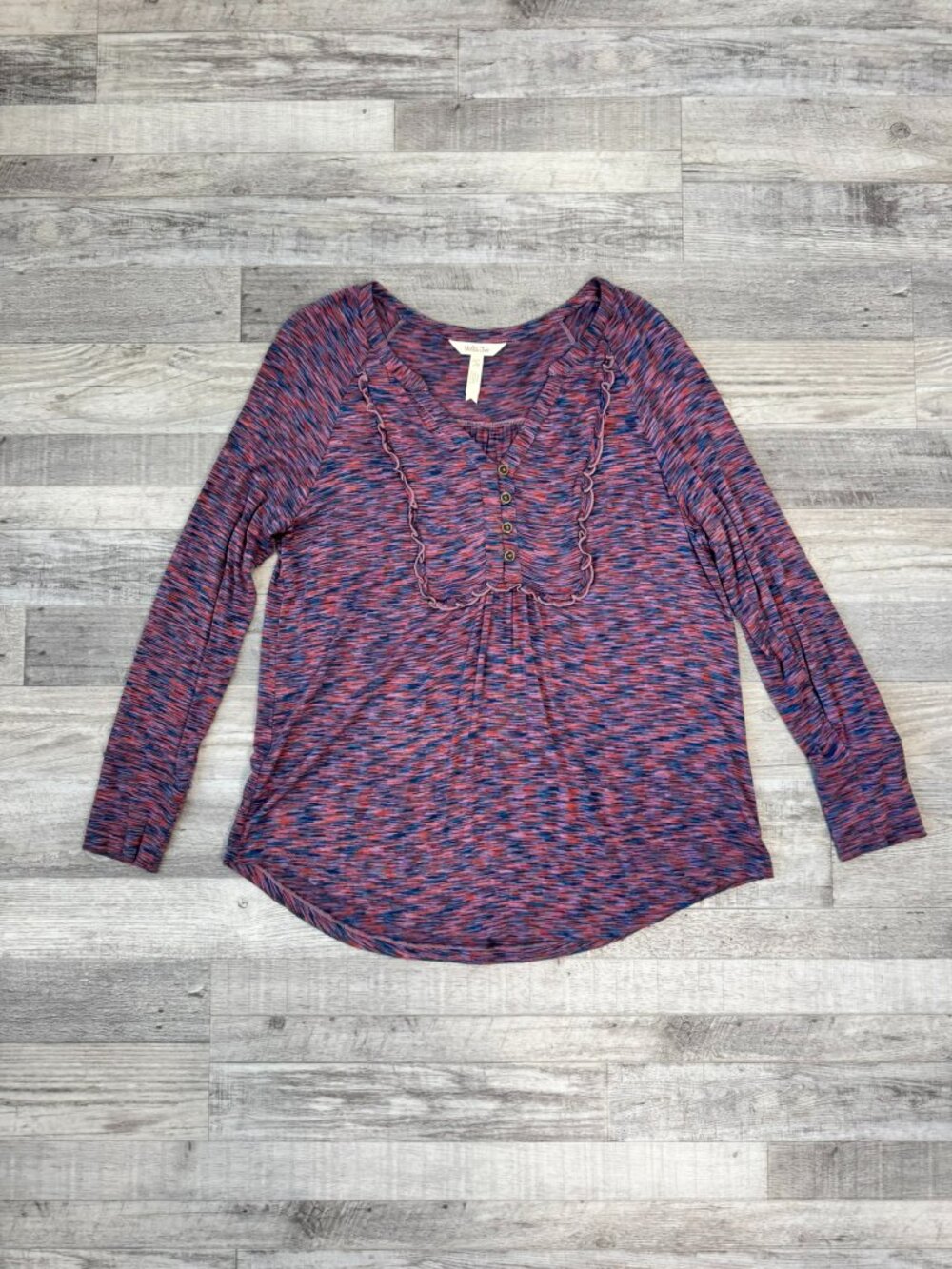 Matilda Jane Multicolor Stretch Long Sleeve Top Size Small Ruffle E45